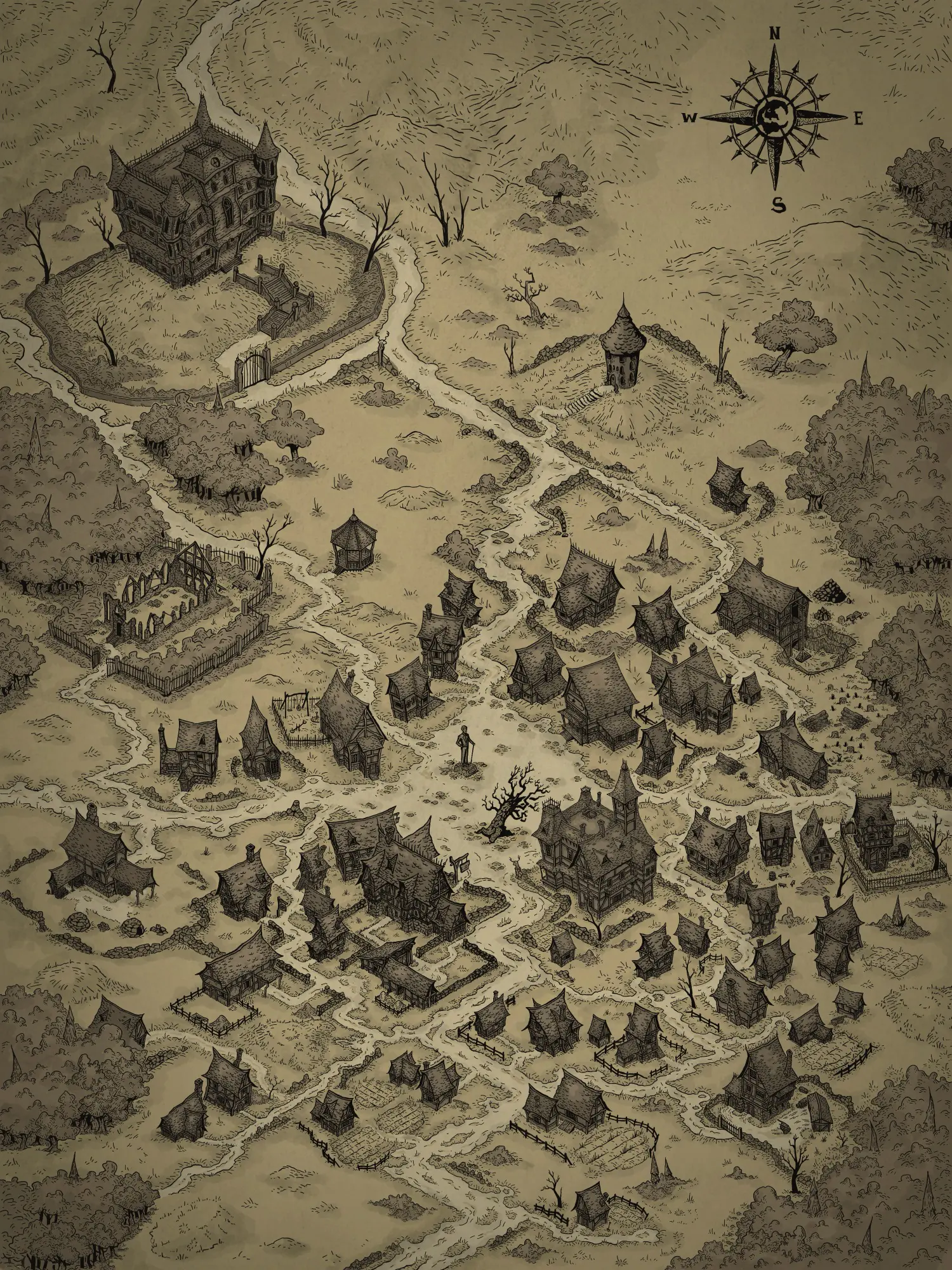 Wickermoor Village map